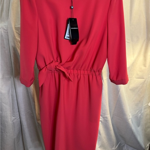 Bateau Neckline Knee-Length Emporio Armani Red Dress SZ 8 Italian 40 NWT - Picture 5 of 15